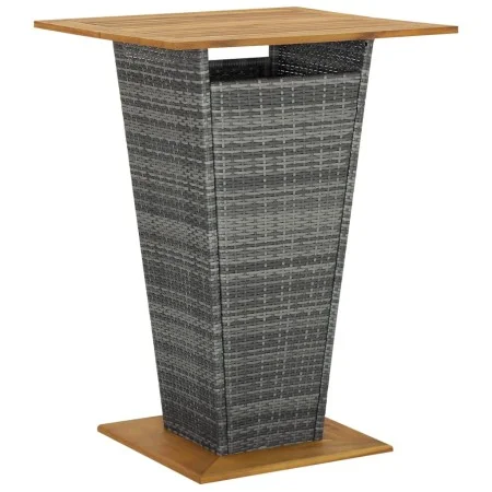 High table made of synthetic rattan and gray acacia wood 80x80x110 cm by vidaXL, Garden tables - Ref: Foro24-313466, Price: 2...