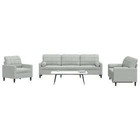 Dreiteiliges Sofaset mit Kissen aus hellgrauem Samt. von , Sofas - Ref: Foro24-3278451, Preis: 634,37 €, Rabatt: %