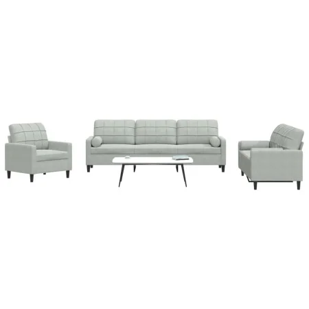 3-piece light gray velvet sofa set with cushions by , Sofas - Ref: Foro24-3278451, Price: 634,37 €, Discount: %
