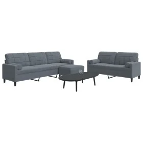 3-piece dark gray velvet sofa set with cushions by , Sofas - Ref: Foro24-3278502, Price: 560,52 €, Discount: %