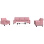 Set of sofas with 3 pink velvet cushions by , Sofas - Ref: Foro24-3278374, Price: 770,04 €, Discount: %