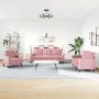 Dreiteiliges Sofaset mit rosa Samtkissen. von , Sofas - Ref: Foro24-3278374, Preis: 755,73 €, Rabatt: %
