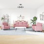 Set of sofas with 3 pink velvet cushions by , Sofas - Ref: Foro24-3278374, Price: 770,04 €, Discount: %