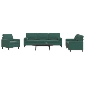 Dreiteiliges Sofaset mit dunkelgrünen Samtkissen. von , Sofas - Ref: Foro24-3278453, Preis: 763,18 €, Rabatt: %