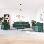 Set of sofas with 3 dark green velvet cushions by , Sofas - Ref: Foro24-3278453, Price: 776,69 €, Discount: %