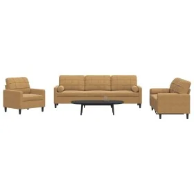 Sofagarnitur mit 3-teiligen braunen Samtkissen von , Sofas - Ref: Foro24-3278458, Preis: 695,42 €, Rabatt: %