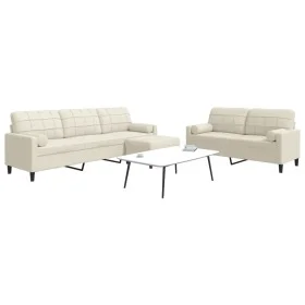 3-piece cream velvet sofa set with cushions by , Sofas - Ref: Foro24-3278509, Price: 639,35 €, Discount: %
