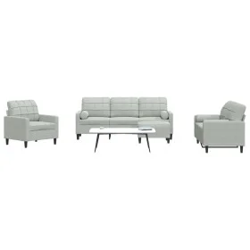 Set of sofas with 4 light gray velvet cushions by , Sofas - Ref: Foro24-3278381, Price: 660,96 €, Discount: %