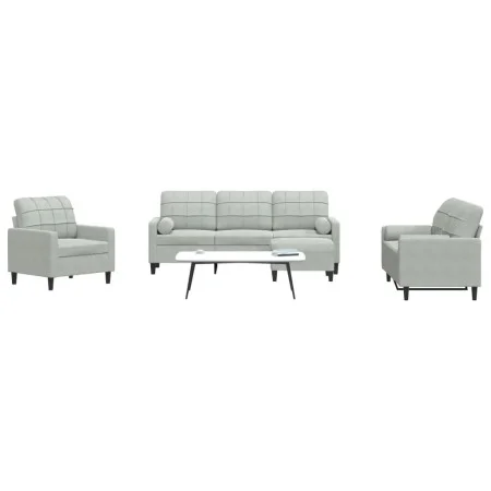 Juego de sofás con cojines 4 piezas terciopelo gris claro de , Sofás - Ref: Foro24-3278381, Precio: 662,29 €, Descuento: %