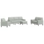 Set of sofas with 4 light gray velvet cushions by , Sofas - Ref: Foro24-3278381, Price: 648,58 €, Discount: %