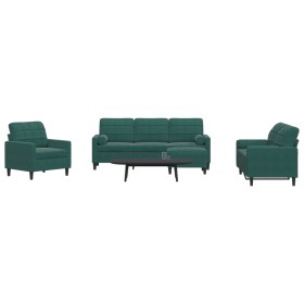 Set of sofas with 4 dark green velvet cushions by , Sofas - Ref: Foro24-3278383, Price: 813,87 €, Discount: %