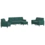 Set of sofas with 4 dark green velvet cushions by , Sofas - Ref: Foro24-3278383, Price: 798,67 €, Discount: %