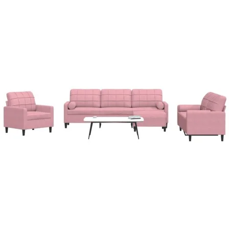 4-piece pink velvet sofa set with cushions by , Sofas - Ref: Foro24-3278464, Price: 817,66 €, Discount: %