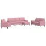 4-piece pink velvet sofa set with cushions by , Sofas - Ref: Foro24-3278464, Price: 817,66 €, Discount: %