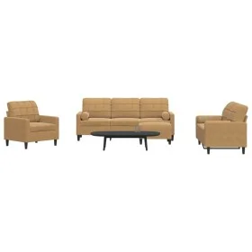 Set of sofas with 4 brown velvet cushions by , Sofas - Ref: Foro24-3278388, Price: 756,00 €, Discount: %
