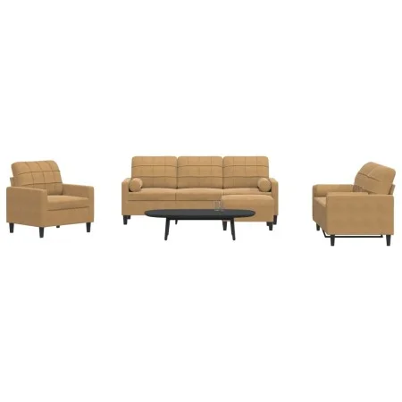 Set of sofas with 4 brown velvet cushions by , Sofas - Ref: Foro24-3278388, Price: 756,00 €, Discount: %