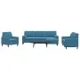 Set of sofas with 4 pieces of blue velvet cushions by , Sofas - Ref: Foro24-3278470, Price: 826,70 €, Discount: %