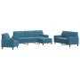 Set of sofas with 4 pieces of blue velvet cushions by , Sofas - Ref: Foro24-3278470, Price: 826,70 €, Discount: %