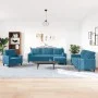 Set of sofas with 4 pieces of blue velvet cushions by , Sofas - Ref: Foro24-3278470, Price: 826,70 €, Discount: %