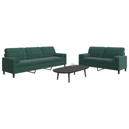 2-piece dark green velvet sofa set with cushions by , Sofas - Ref: Foro24-3278493, Price: 603,09 €, Discount: %