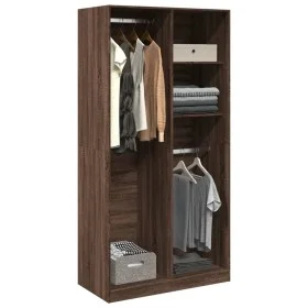 Armario madera contrachapada color roble marrón 100x50x200 cm de , Armarios roperos - Ref: Foro24-3307771, Precio: 164,61 €, ...