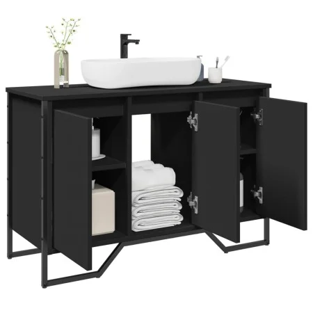 Engineered wood bathroom sink cabinet in black, 91x35x60 cm by , Bathroom furniture - Ref: Foro24-848659, Price: 120,24 €, Di...