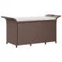 Banco de jardín con cojín ratán sintético marrón 116x46x57 cm de , Bancos de jardín - Ref: Foro24-363419, Precio: 112,81 €, D...