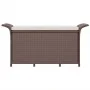 Banco de jardín con cojín ratán sintético marrón 116x46x57 cm de , Bancos de jardín - Ref: Foro24-363419, Precio: 112,81 €, D...