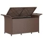 Banco de jardín con cojín ratán sintético marrón 116x46x57 cm de , Bancos de jardín - Ref: Foro24-363419, Precio: 112,81 €, D...