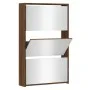 Mueble zapatero y espejo 3 niveles roble marrón 63x17x102,5 cm by , Shoe racks and shoe organizers - Ref: Foro24-342640, Pric...
