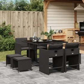 9-piece garden dining set with black synthetic rattan cushions by , Garden sets - Ref: Foro24-3211135, Price: 393,77 €, Disco...