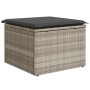 Taburete jardín con cojín ratán sintético gris claro 55x55x37cm de , Otomanas de exterior - Ref: Foro24-366181, Precio: 60,77 €