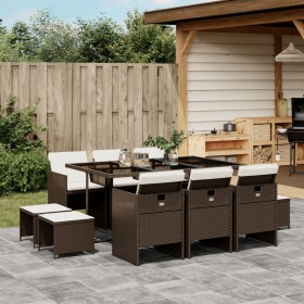 Set comedor de jardín 11 pzas y cojines ratán sintético marrón de , Conjuntos de jardín - Ref: Foro24-3210609, Precio: 564,71...