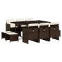 Garden dining set 11 pieces and brown synthetic rattan cushions by , Garden sets - Ref: Foro24-3210609, Price: 564,71 €, Disc...