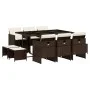 Set comedor de jardín 11 pzas y cojines ratán sintético marrón de , Conjuntos de jardín - Ref: Foro24-3210609, Precio: 625,90...