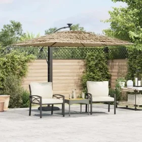 Gartenschirm mit LED-Lichtern, Stahlmast, braun, 246x246x230 cm. von , Sonnenschirme - Ref: Foro24-4005086, Preis: 191,36 €, ...