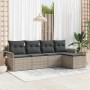 Conjunto de sofá de jardín con cojín 5 pcs Gris claro Poliratán