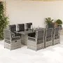 Set comedor jardín 9 pzas y cojines ratán sintético gris by , Garden sets - Ref: Foro24-3262929, Price: 964,79 €, Discount: %