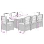Set comedor jardín 9 pzas y cojines ratán sintético gris by , Garden sets - Ref: Foro24-3262929, Price: 978,97 €, Discount: %