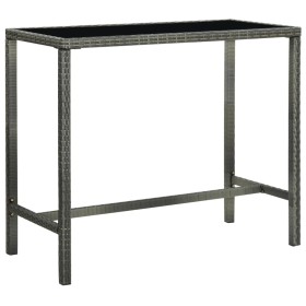 Mesa alta de jardín ratán sintético y vidrio gris 130x60x110cm de vidaXL, Mesas de jardín - Ref: Foro24-313462, Precio: 118,0...