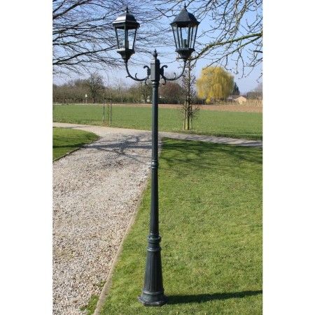 Garden lamppost 2 arms 230 cm dark green/black aluminum by vidaXL, Outdoor lighting - Ref: Foro24-40244, Price: 168,66 €, Dis...