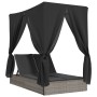 Doppel-Liegestuhl mit Dach und Vorhängen aus grauem synthetischem Rattan. von , Liegen - Ref: Foro24-368074, Preis: 303,75 €,...