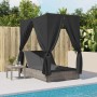 Doppel-Liegestuhl mit Dach und Vorhängen aus grauem synthetischem Rattan. von , Liegen - Ref: Foro24-368074, Preis: 303,75 €,...