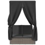Tumbona doble con techo y cortinas ratán sintético gris by , Loungers - Ref: Foro24-368074, Price: 303,75 €, Discount: %