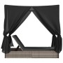 Doppel-Liegestuhl mit Dach und Vorhängen aus grauem synthetischem Rattan. von , Liegen - Ref: Foro24-368074, Preis: 303,75 €,...