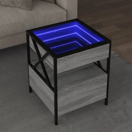 Mesa de centro con Infinity LED gris Sonoma 40x40x51 cm by , Coffee table - Ref: Foro24-847720, Price: 89,12 €, Discount: %
