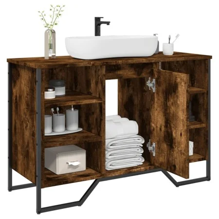 Armario lavabo baño madera ingeniería roble ahumado 91x35x60 cm by , Bathroom furniture - Ref: Foro24-848666, Price: 98,94 €,...