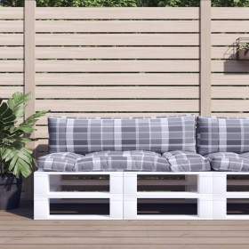Cojines para sofá de palets 2 unidades tela cuadros gris by , Cushions for chairs and sofas - Ref: Foro24-360936, Price: 52,1...