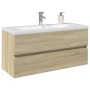 Set de muebles de baño 2 pzas cerámica y madera de ingeniería by , Bathroom furniture - Ref: Foro24-3307661, Price: 301,46 €,...
