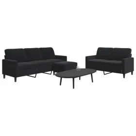 Juego de sofás con cojines 3 piezas terciopelo negro by , Sofas - Ref: Foro24-3278406, Price: 521,93 €, Discount: %